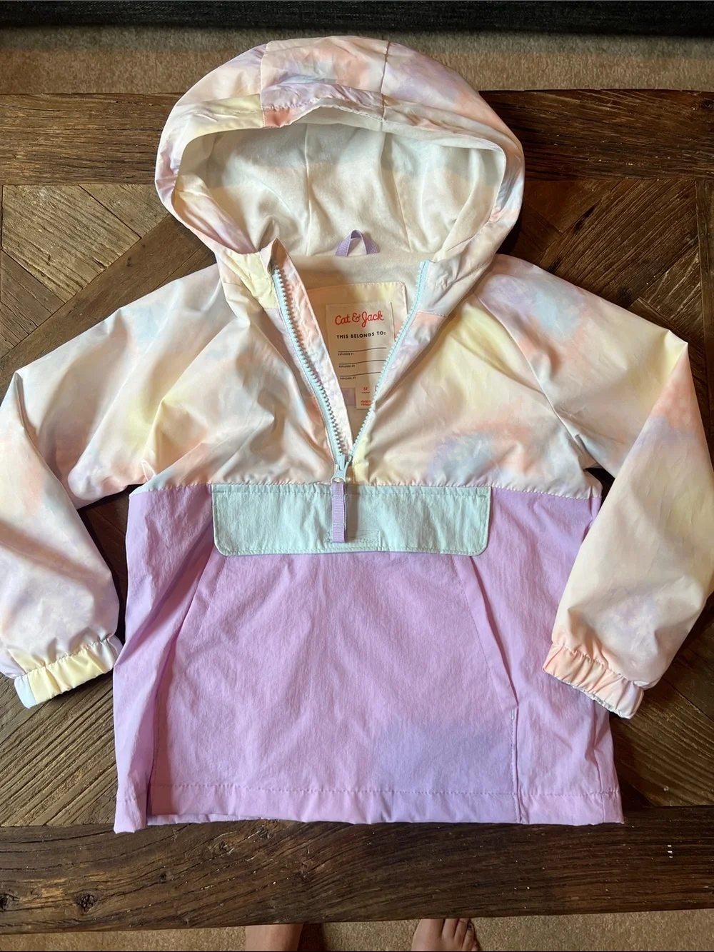 Cat & Jack Pastel Tie-Dye Hooded Windbreaker